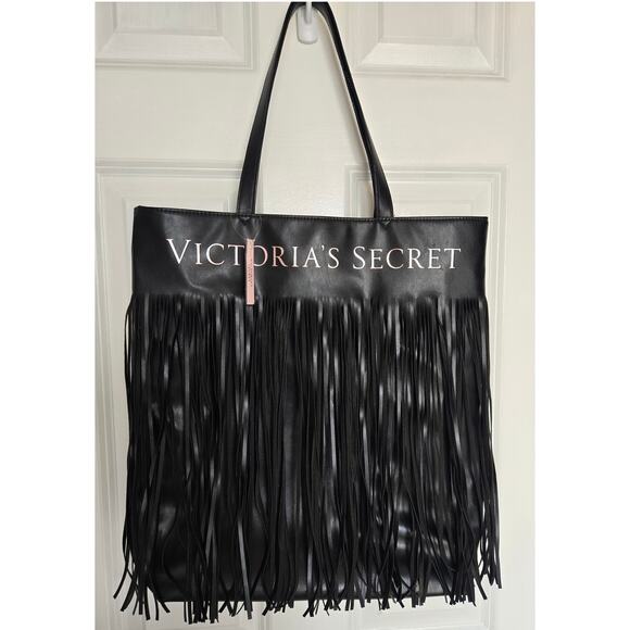 Victoria's Secret Handbags - NEW Victoria's Secret Large BlackTote/Overnight Bag FLIRTY FRINGE LIMITEDEDITION